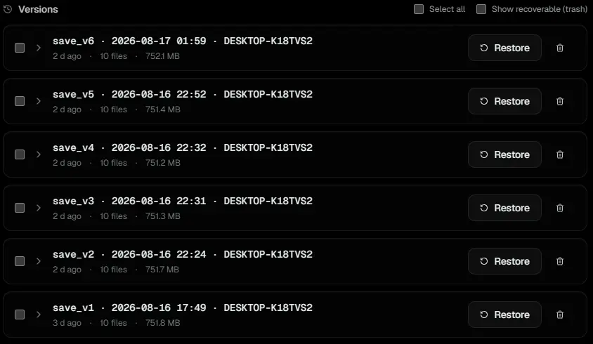 Snapshot history