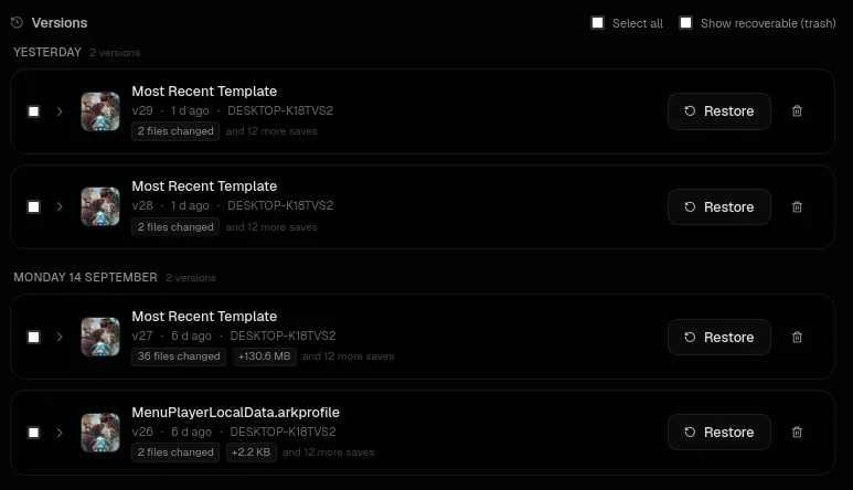 Historique des versions